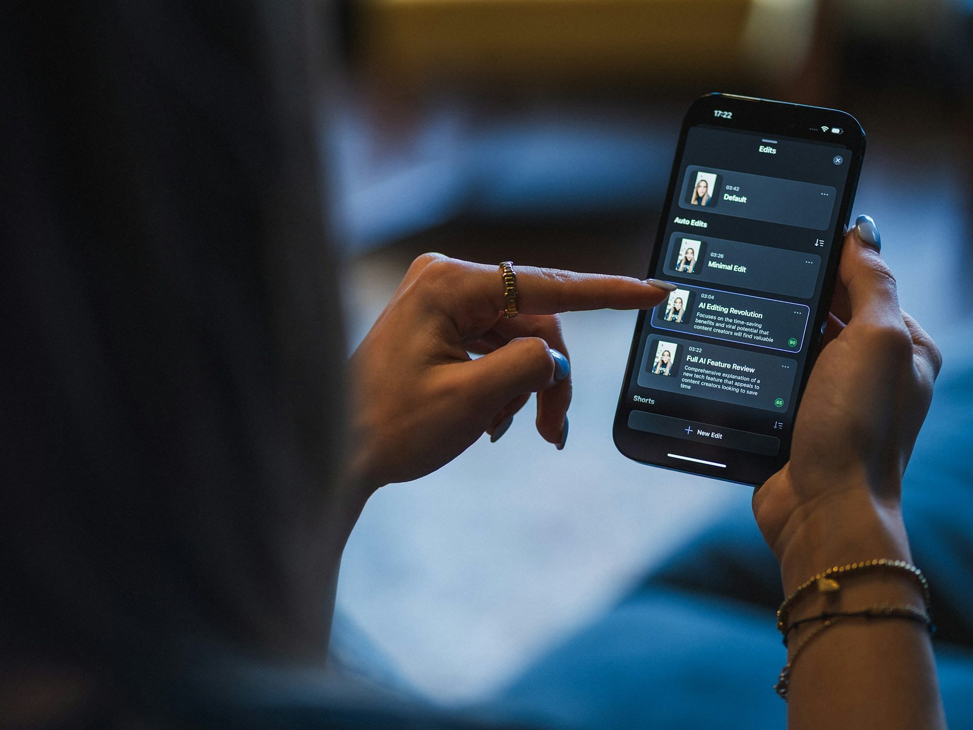 A hand using a business app on a phone